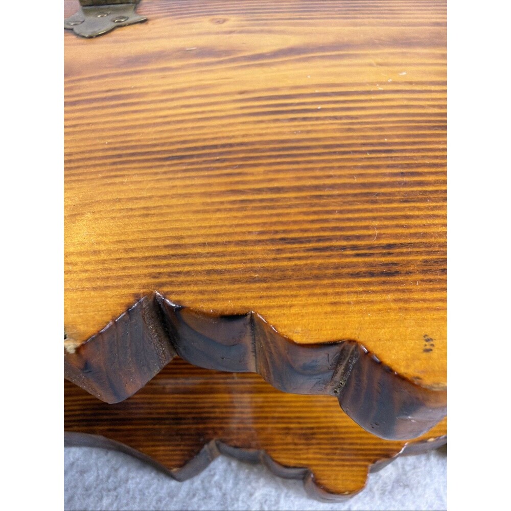 Vintage Rustic Burnt Wood Keepsake Box Handcrafted Treasure Trinket Jewelry - Picture 12 of 13